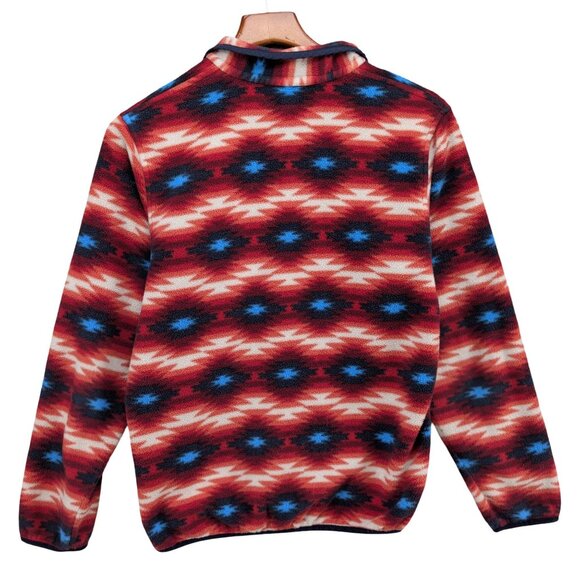 Patagonia Synchilla Snap T Fleece Jacket Womens Red Blue Wild Desert Aztec Sz M - Picture 2 of 9